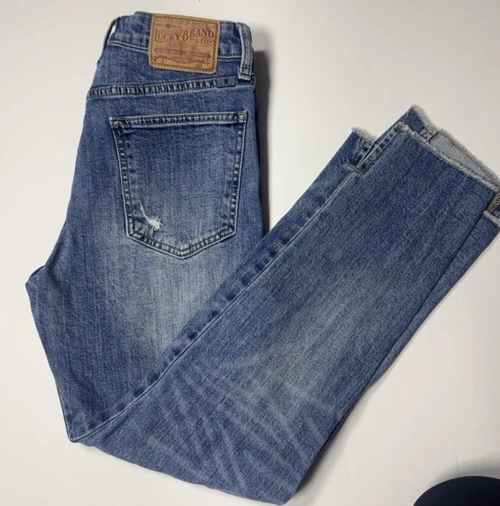Lucky Brand Women's Boyfriend Jeans Blue Denim Medium Wash High Rise Pockets 26